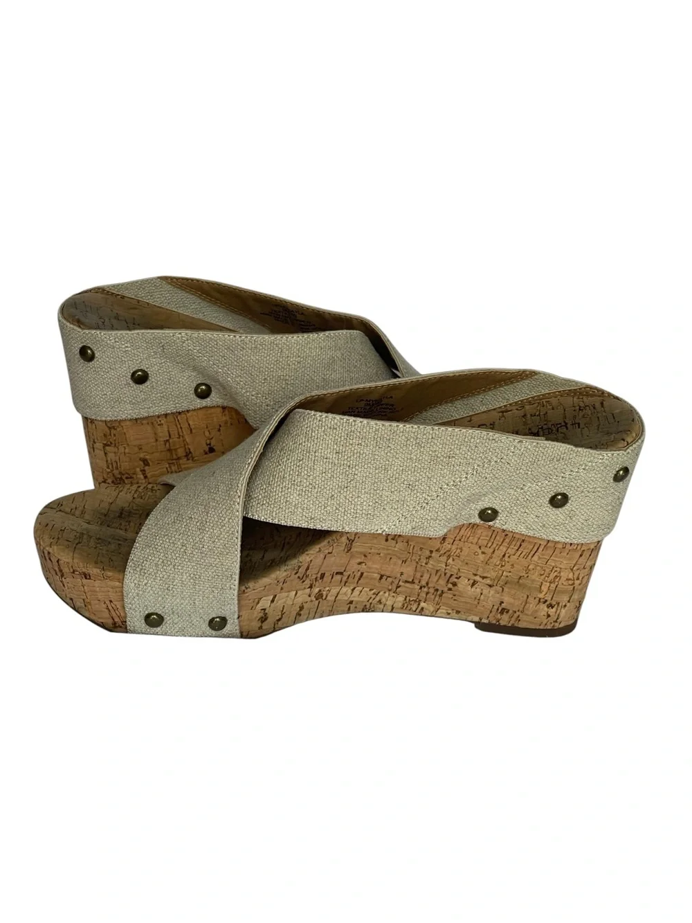 Lucky Brand Natural Fabric Cork Platform Sandals SZ 9 MED